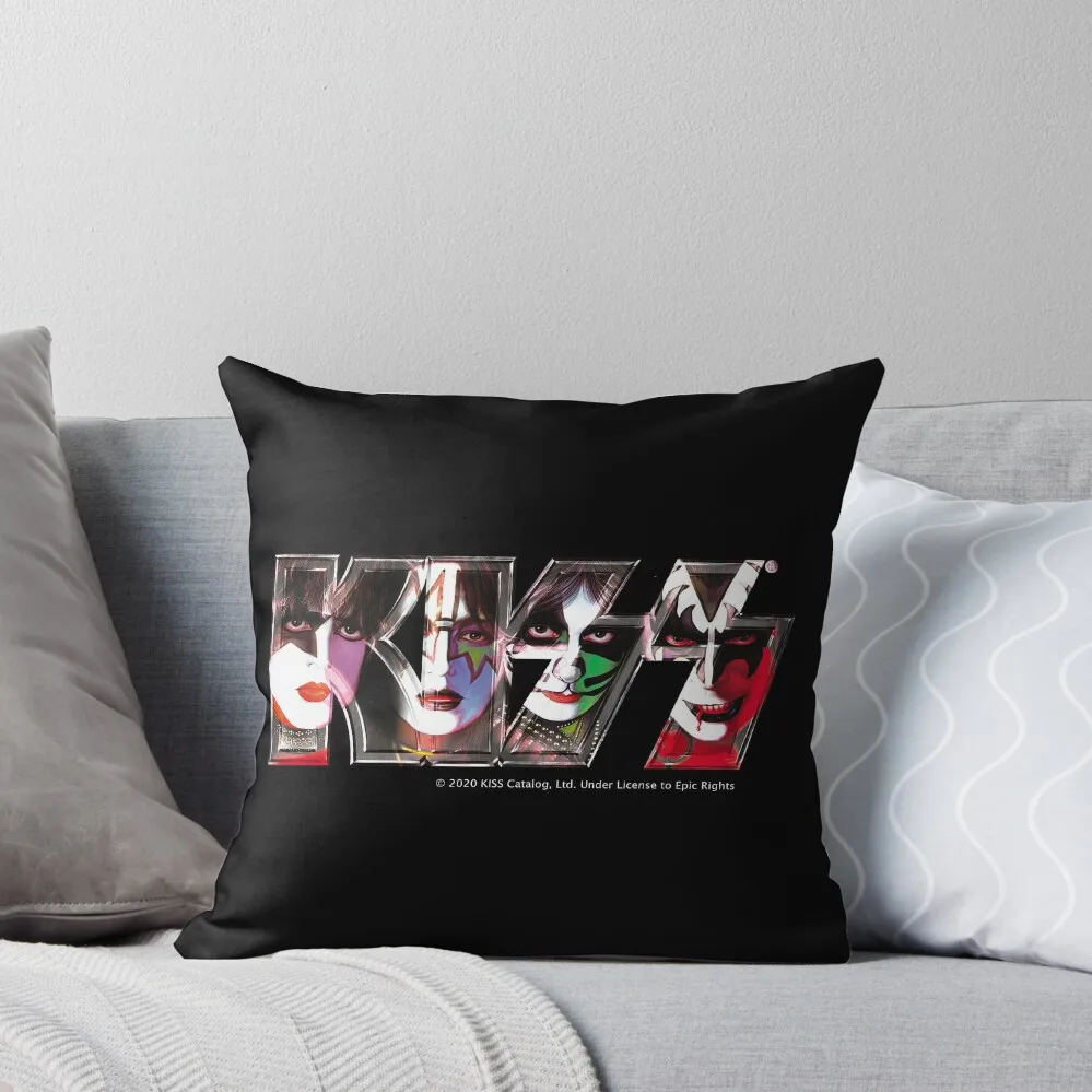 

Kiss Band Logo - All Members Faces Throw Pillow Luxury Pillow Cover Pillow Cases Couch Pillows Case