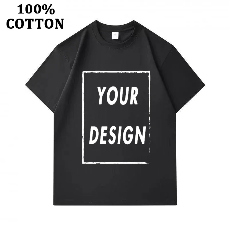 100% Cotton Personalized Short Sleeve Solid Color O-neck Soft T-shirt Men Tops Tee Customized Your Design Printed Unisex T Shirt image 2