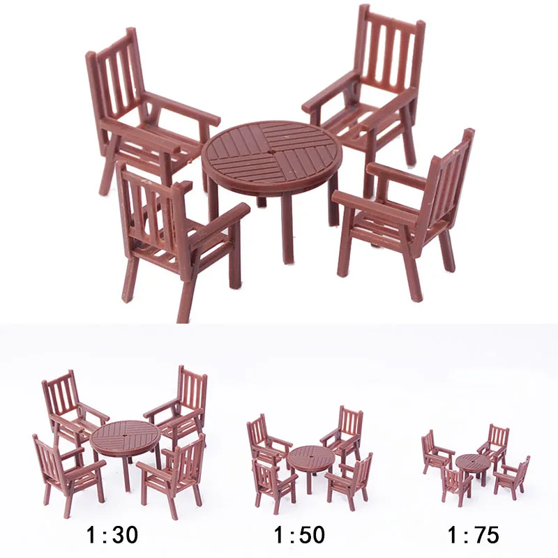 

Scale 1:30 1:50 1:75 Miniature Table Chair Set Model for Diy Indoor Dollhouse/Garden Scene Layout Materials Diorama Kits 3Pcs