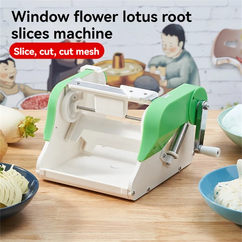 

Commercial Vegetable Cutting Tool Window Flower Lotus Root Slice Machine Hand Cranked Potato Slice Machine Vegetable Slicer