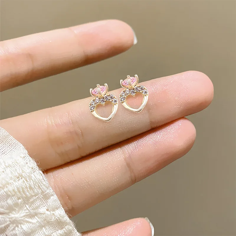 5個 ジルコン ハート リング ネイルアート デコレーション 3D 合金 ブリンブリン ネイルチャーム ゴールド シルバー クロー カラフル ダイヤモンド パーツ ラインストーン 8*11mm