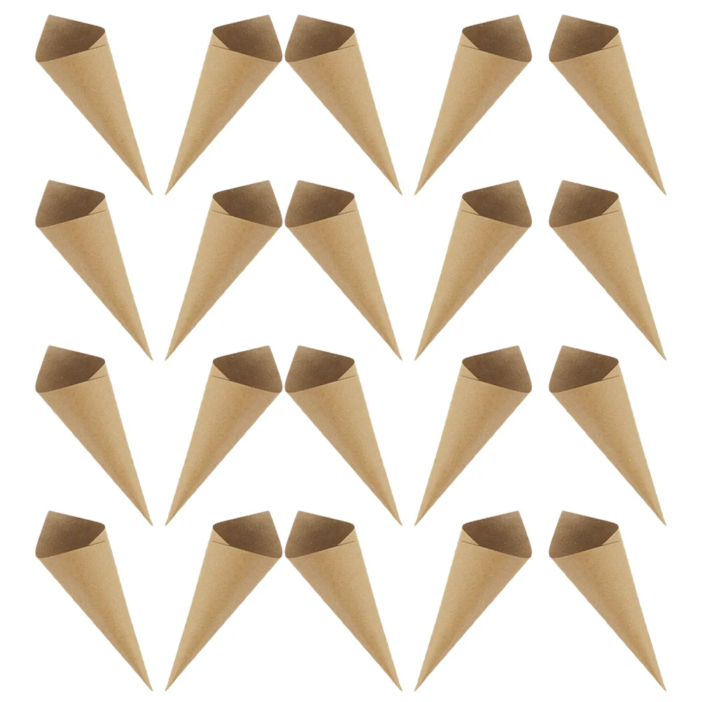 

120 Pcs Ties Wedding Confetti Holder Candy Paper Cones Light Brown Dried Flower Women's