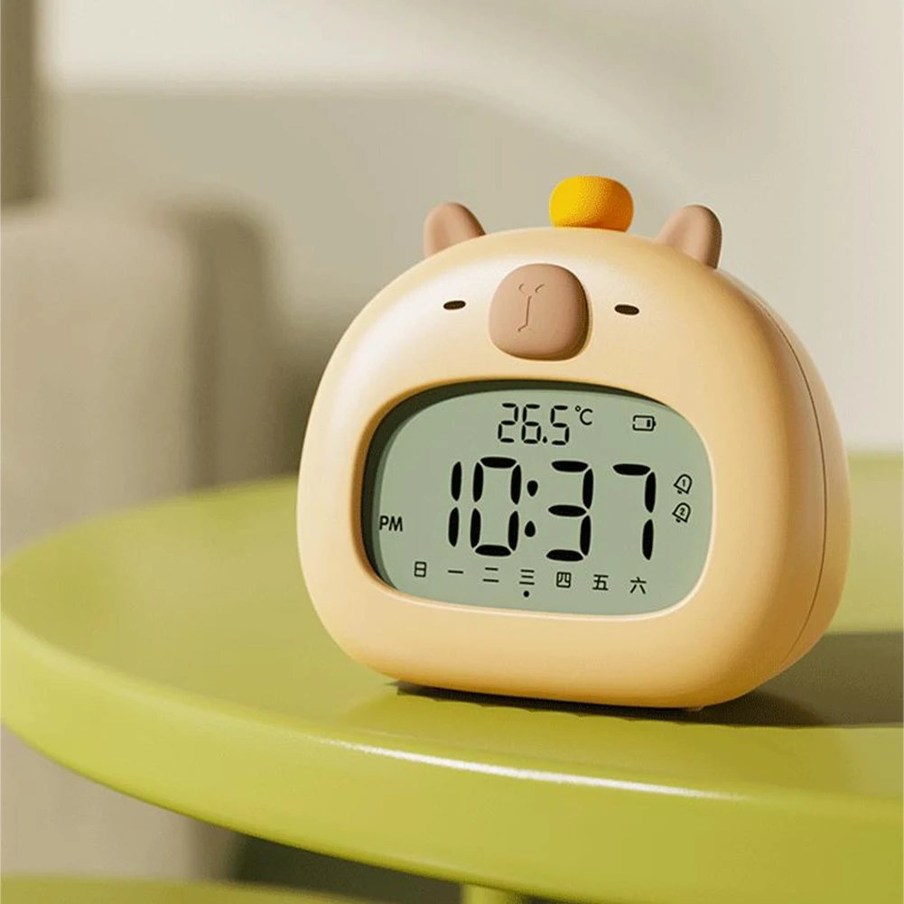 Capybara Clock Rechargeable LED Night Light Digital Alarm Clock Children\'s Sleep Snooze Function Timer Desktop Decoration