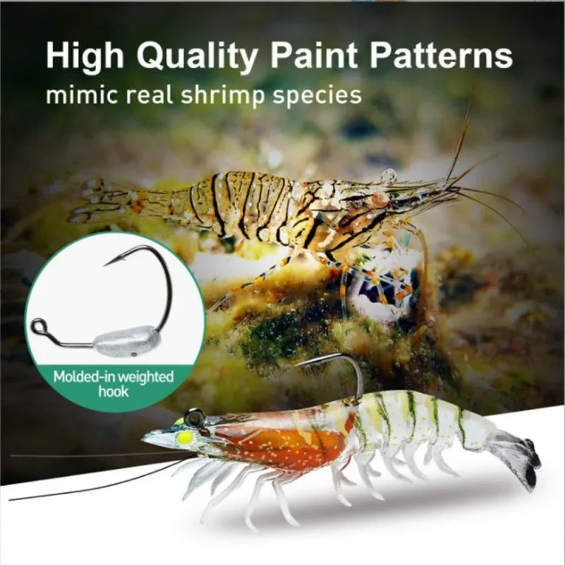 Artificial Luminous Shrimp Lure Soft Silicone Bait 1Pc 9cm 12g with Overweight Ultra-sharp Hook TPE Material Fish Accessories