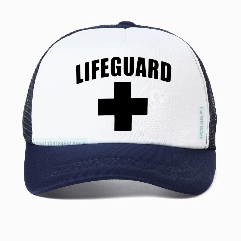 Casquette de baseball unisexe Red Lifeguard, chapeau de camionneur respirant en maille réglable, chapeaux drôles pour hommes, haute qualité,