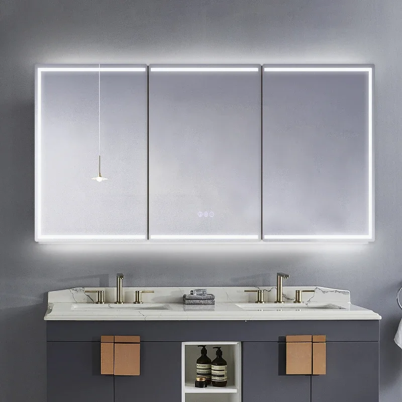 

Bathroom Smart Bathroom Cabinet Mirror Cabinet Toilet Locker with Mirror with Light Defogging Storage Cabinet Rack