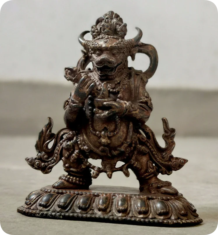 Antique Bull head Vajra-yaks!a Yamantaka Yama Dharmaraja Mahakala Buddha Statue