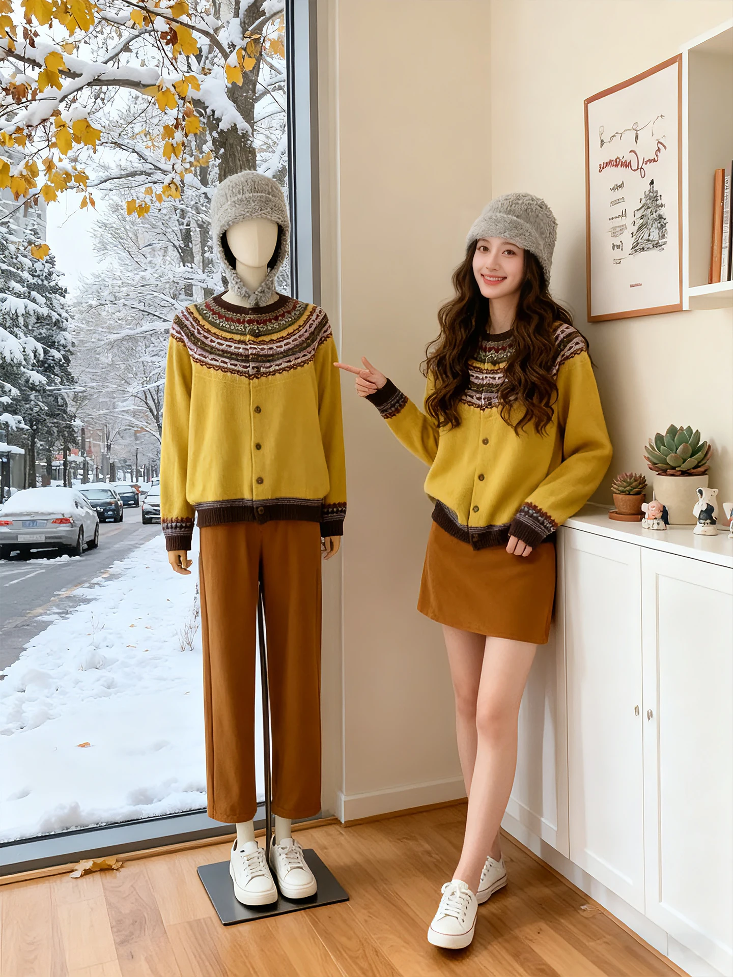 

Корейский тяжелый дизайн, цветной вязаный круглый свитер Ne, джет, женский весенне-осенний мягкий свободный повседневный вязаный открытый кардиган