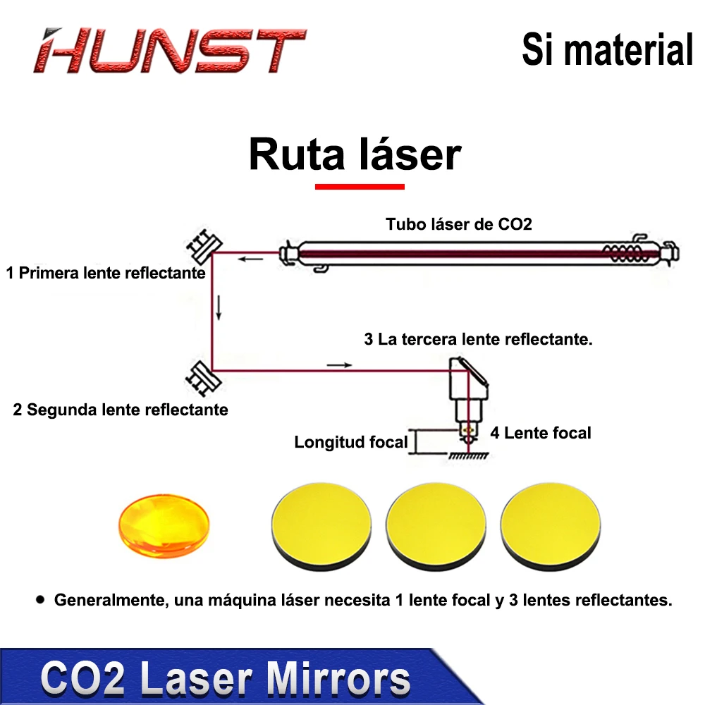 HUNST Co2 Laser Si Reflective Mirrors for Laser Engraver Gold-Plated Silicon Reflector Lenses Dia. 20 25 30mm image 5