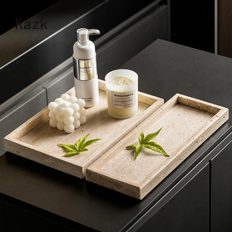 Natural Cave Stones Storage Tray High End Hotel Bathroom Decoration Kitchen Organizer Tray Home Living Room Trays Decorative