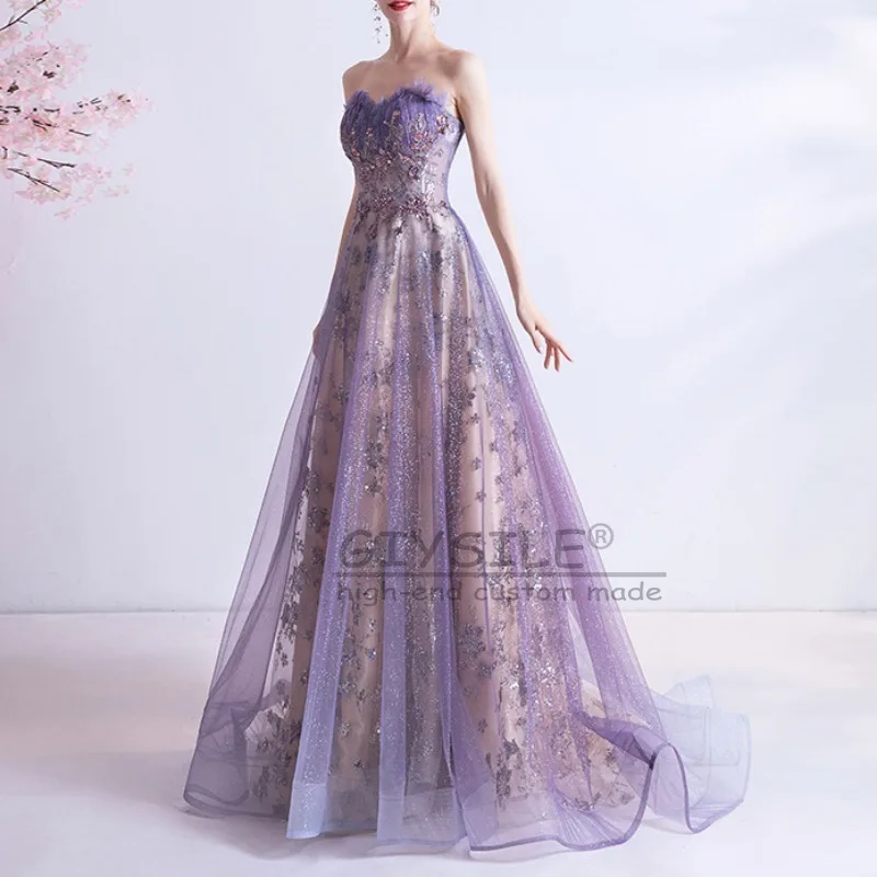 جديد مخصص حفل زفاف رداء حمالة الخصر النحيف مطرزة فساتين السهرة مطوي شبكة تصميم عبر الدانتيل متابعة فساتين لحضور الحفلات الموسيقية