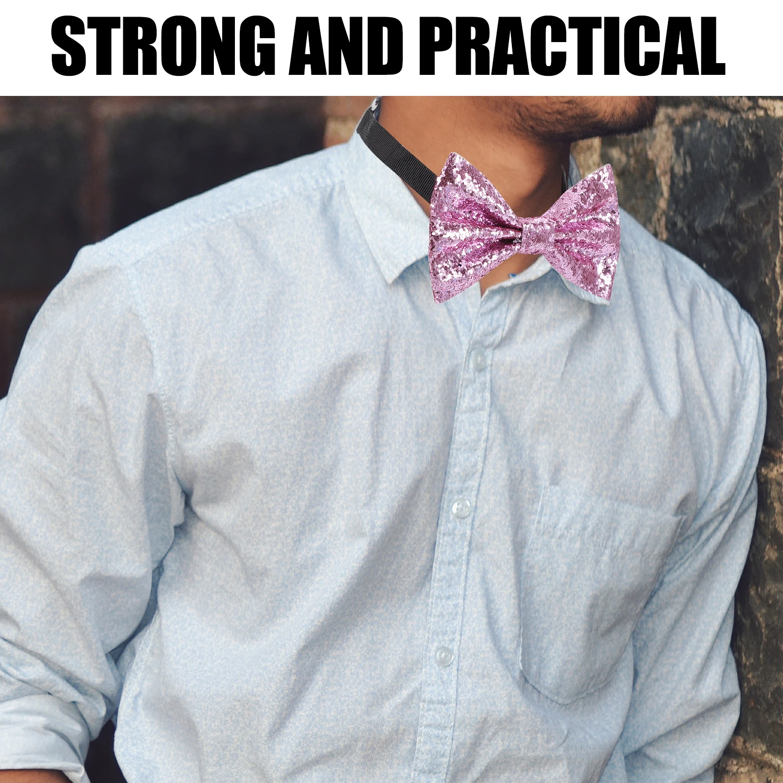 الرجال قابل للتعديل ربطة القوس فيونكة فو سباركلي الترتر بريق حفل زفاف رسمي أداء أنيق ملحق ربطة القوس فيونكة #3