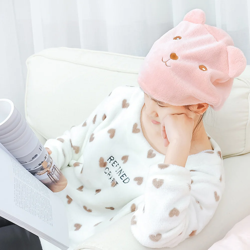 قبعة الشعر الجاف الوردي الحيوان الكرتون نمط منشفة الاستحمام قبعة سريعة الجافة قابلة لإعادة الاستخدام قبعة الدش للنساء المنزل الصالة الرياضية السفر #2