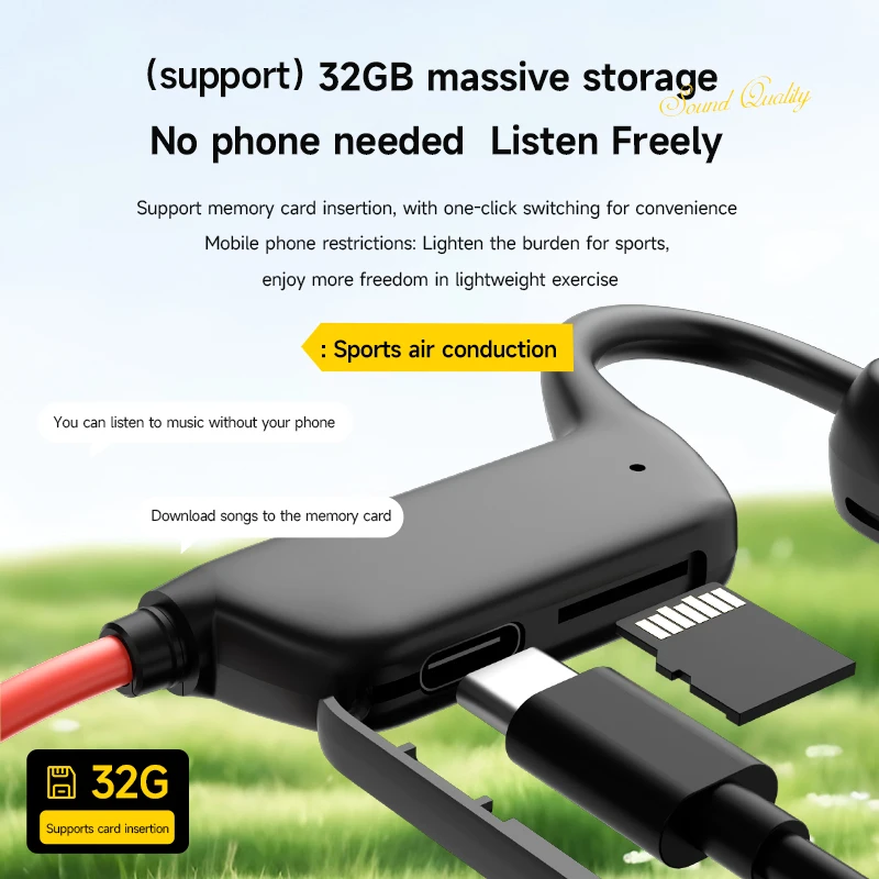 X1Pro Wireless sports open-ear air conduction headphones ear-hook design, supports memory card, outdoor Bluetooth headset image 4