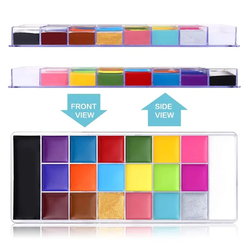 20 Color Facial and Body Paint Palette, Non-Toxic and Safe Tattoo, Party Makeup and Painting, Suitable for Children and Adults