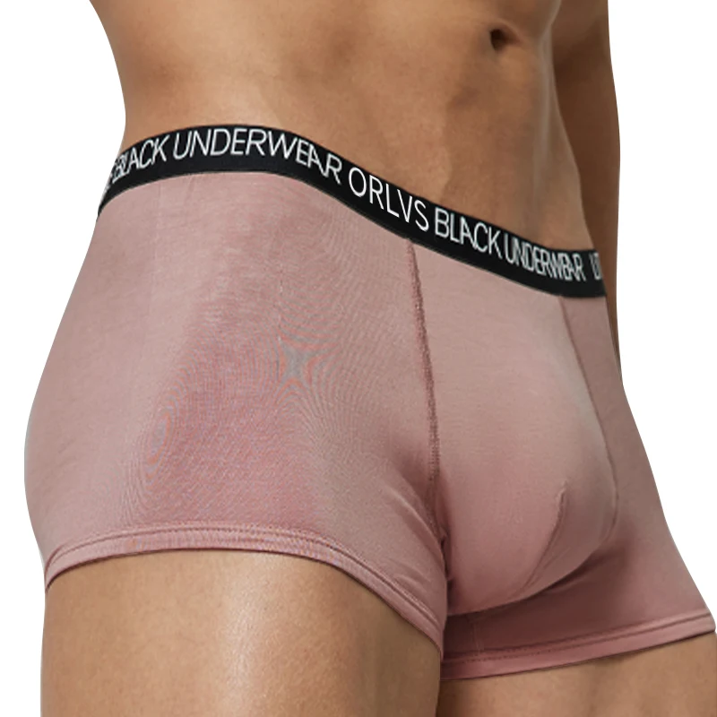 ORLVS-bóxer de algodón suave para hombre, ropa interior Sexy, pantalones cortos con bolsa 3D