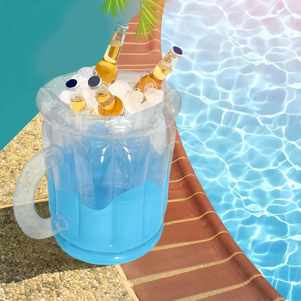 Novelty Outdoor Inflatable Drinks Holder Ice Bucket Portable Thicken PVC Beer Cup for Water Beach Party Camping Picnic Gifts