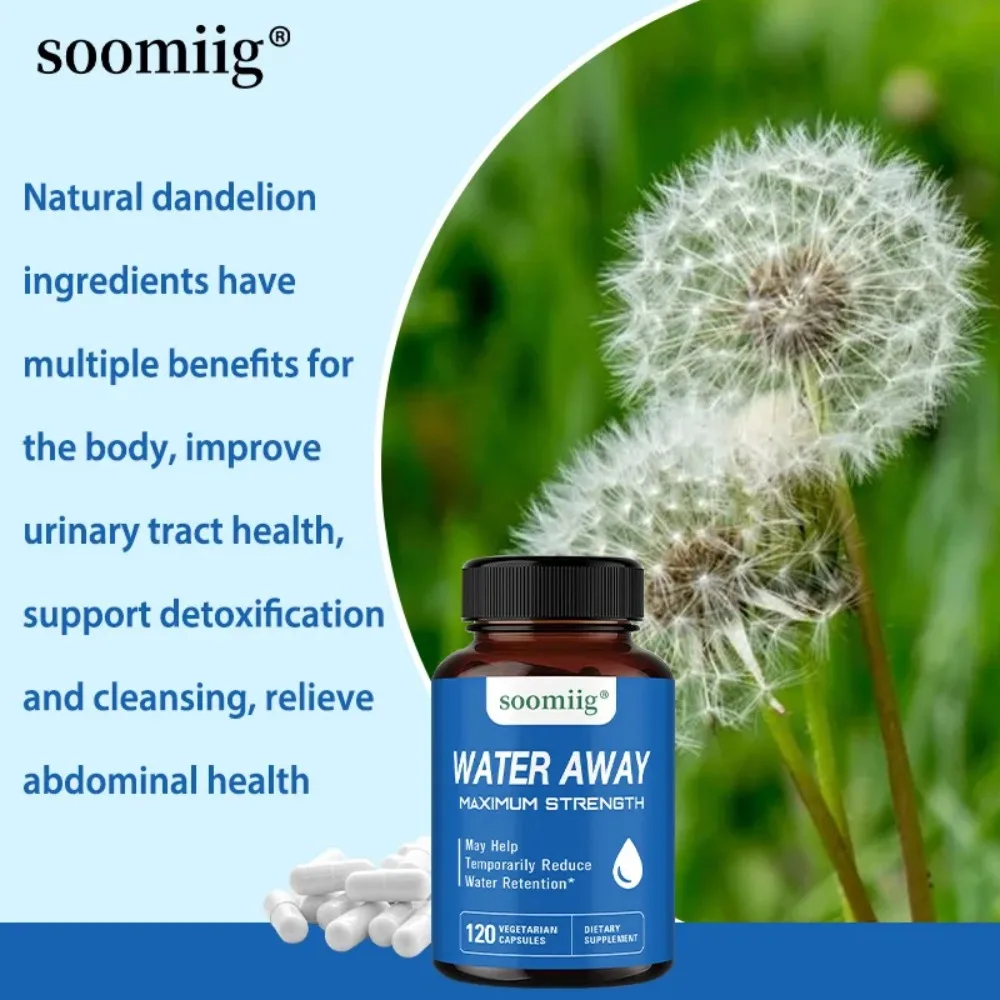 Water Away Herbal Diuretic Capsules High Strength - Fluid Retention Supplement with Dandelion Leaf Extract & Green Tea,120 Count