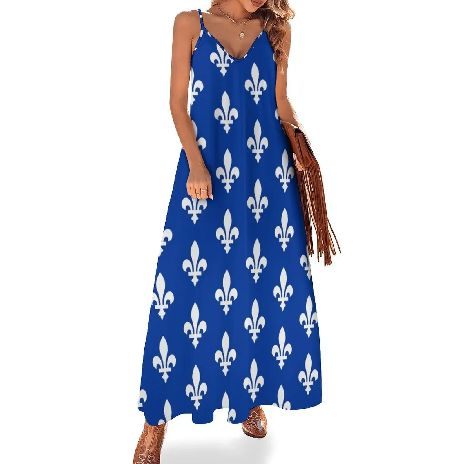 

Quebec Flag Canadian Province Sleeveless Dress chic and elegant evening dress Women's summer suit Dress