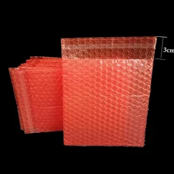 100Pack Self-adhesive Envelope Red Bubble Packing Bags PE Anti-static Shockproof Packaging Bag Double Film Bubble Bag