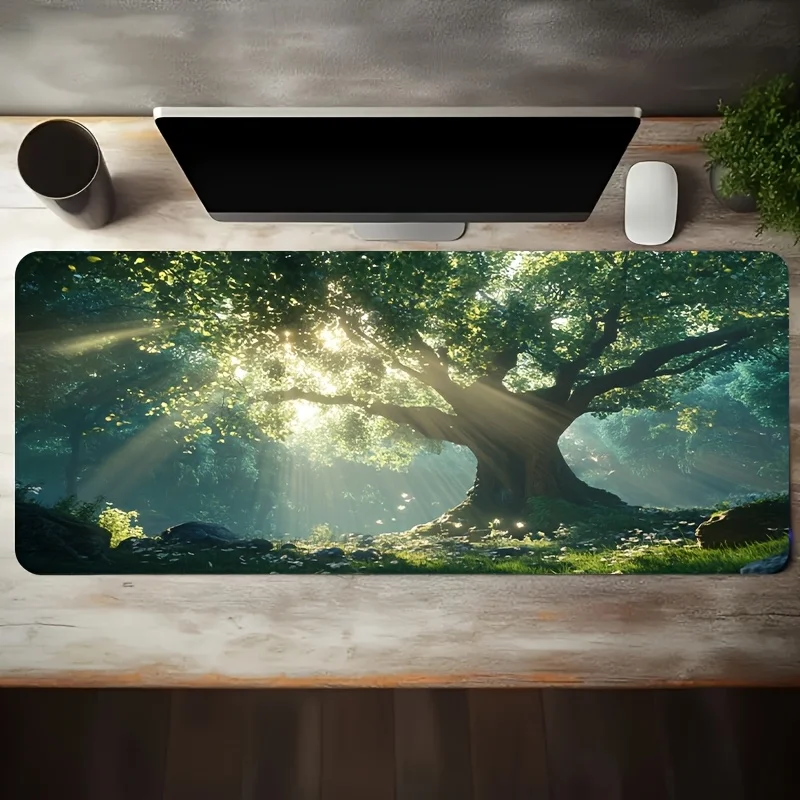 Enchanted Forest Sunlight Extra Large Gaming Mouse Pad Non-Slip Rubber Base Desk Mat Long Tablemat
