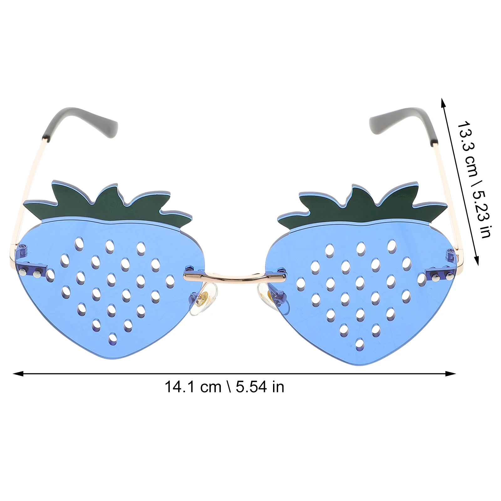 

Strawberry Glasses Eyeglasses Shape Sunglasses Funky Rimless for Women Beach Party Small Face Fruit