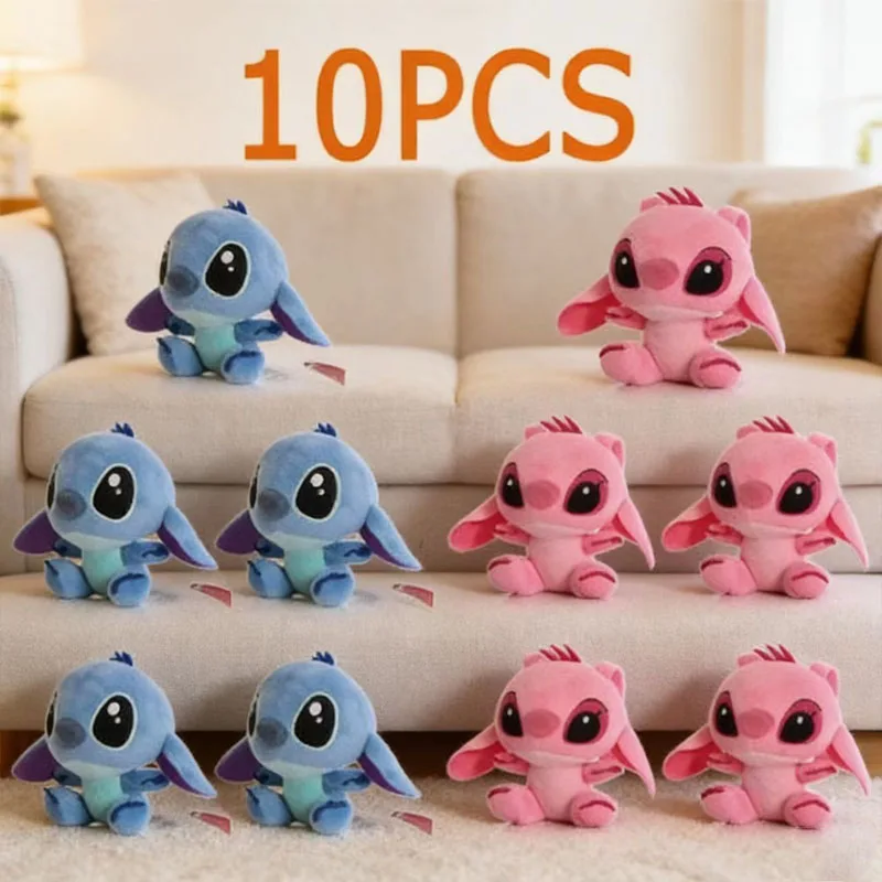 2025 10Pcs/Lot Cute Cartoon Lilo and Stitches Small Pendant Plush Toy,4 10CM Kawaii Plush Keychain Kids Best Chirstmas Gift Toys