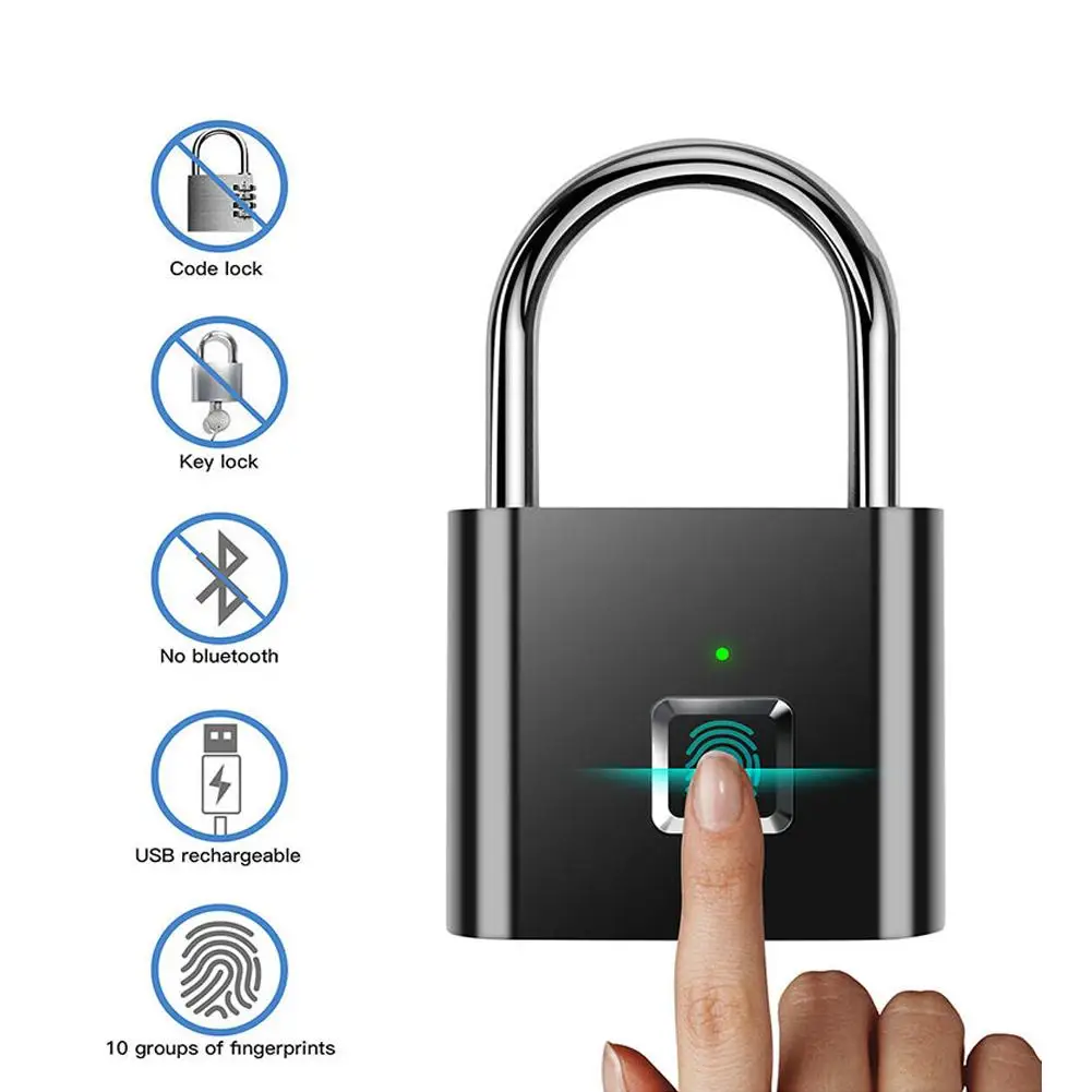 

Keyless Fingerprint Padlock Ultra Light One Touch Open Fingerprint Door Lock For Gym School Luggage Backpack Suitcase Locker