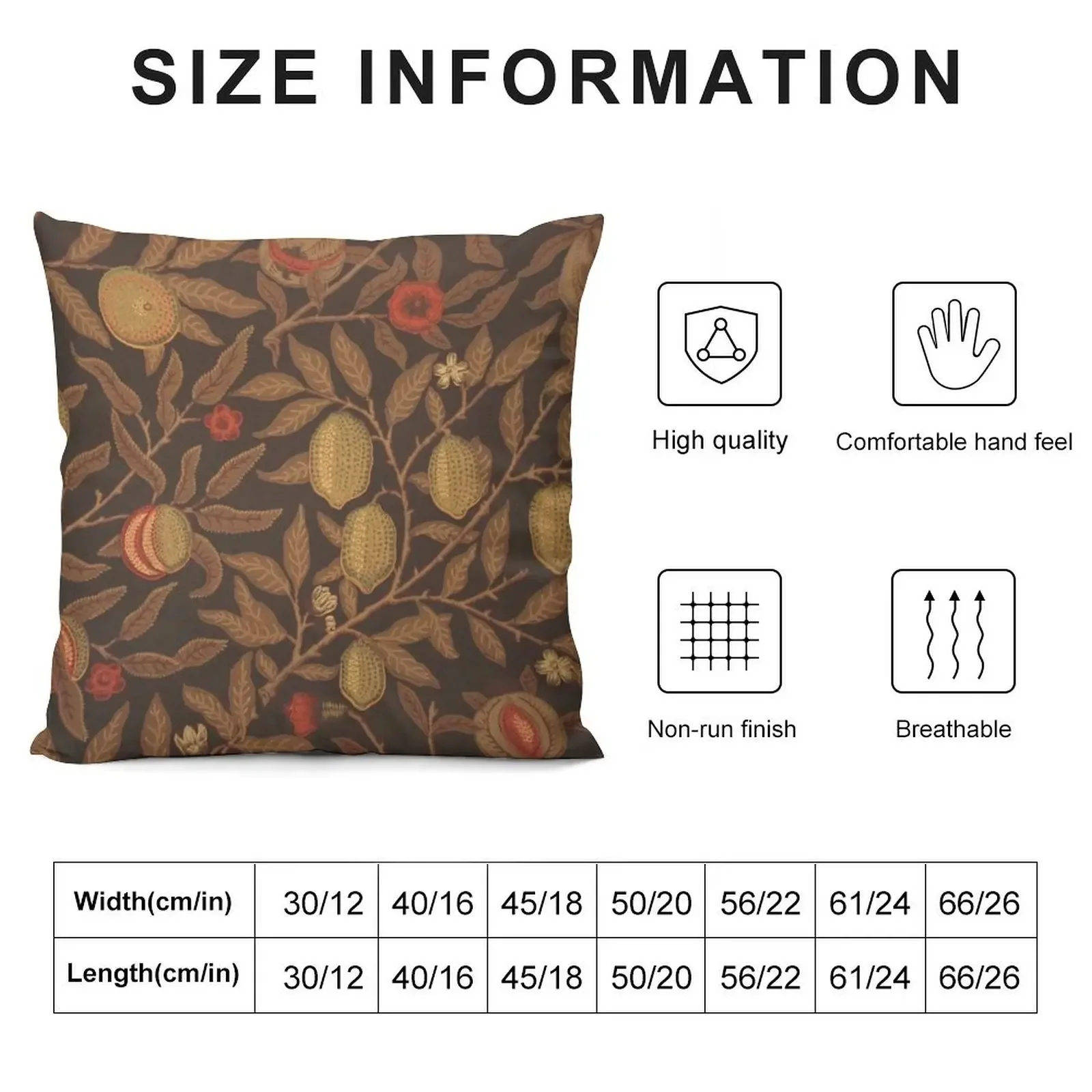 William Morris honeysuckle - fruits design Throw Pillow Decorative Cushion Cover New year pillow