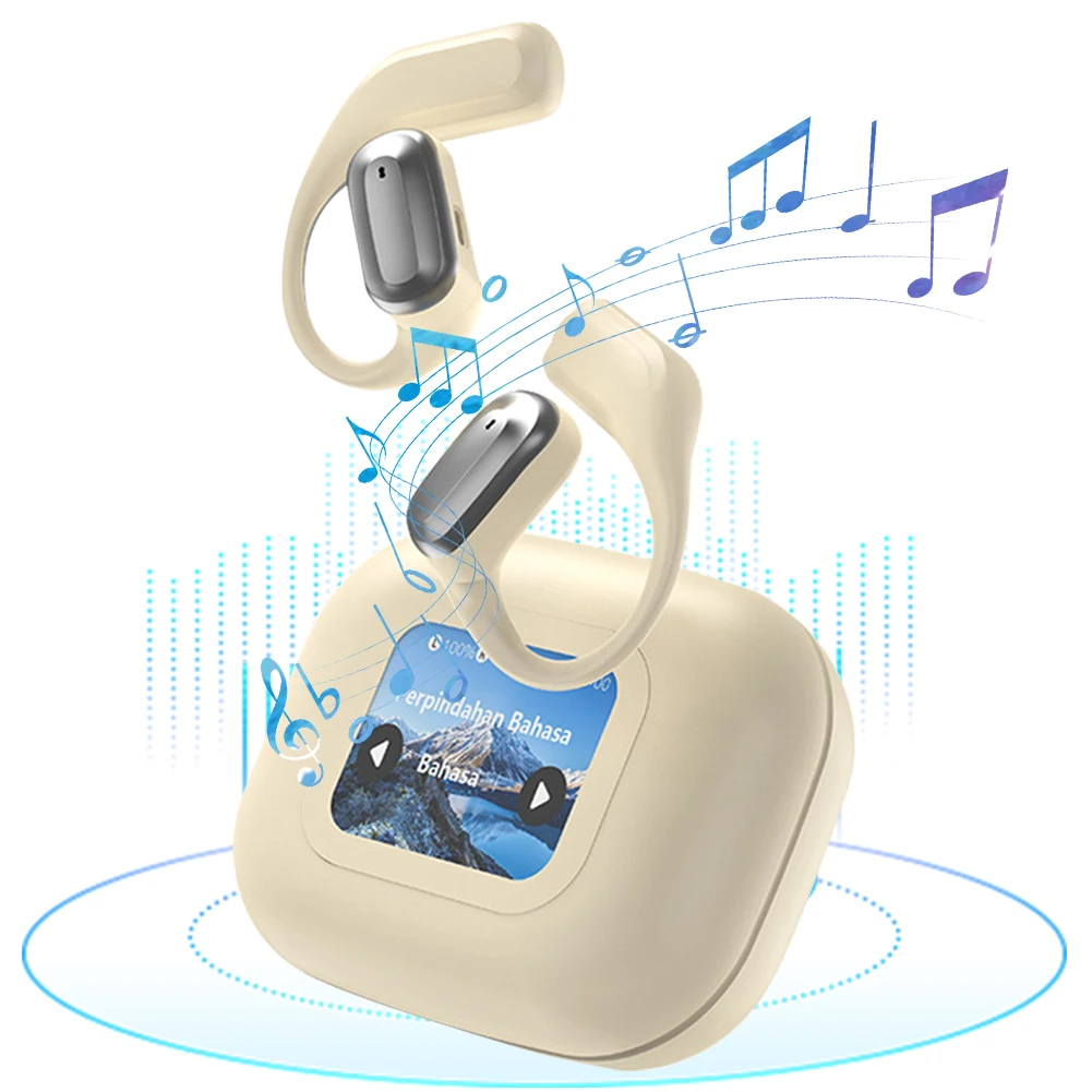Intelligent Touch Screen Bluetooth-Compatible OWS Headphone IPX5 Waterproof Xp2 Earbuds LCD Colour Screen for Workout Sports