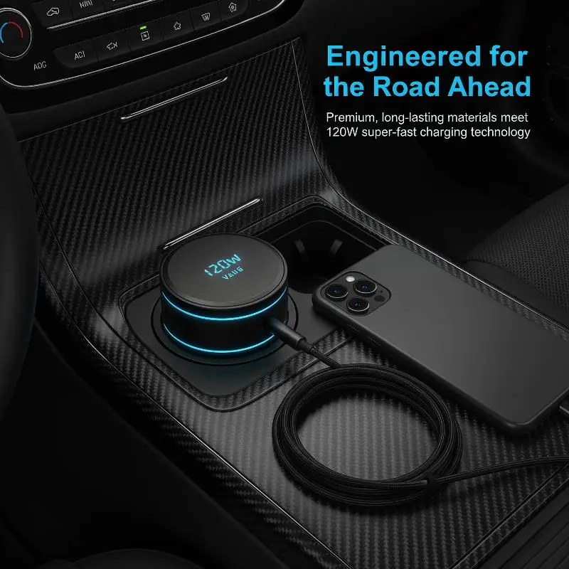 Car Charger Socket Dual TypeC Dual USB 4 Ports Waterproof Quick Charging Outlet for Auto Boat Motorcycle Travel