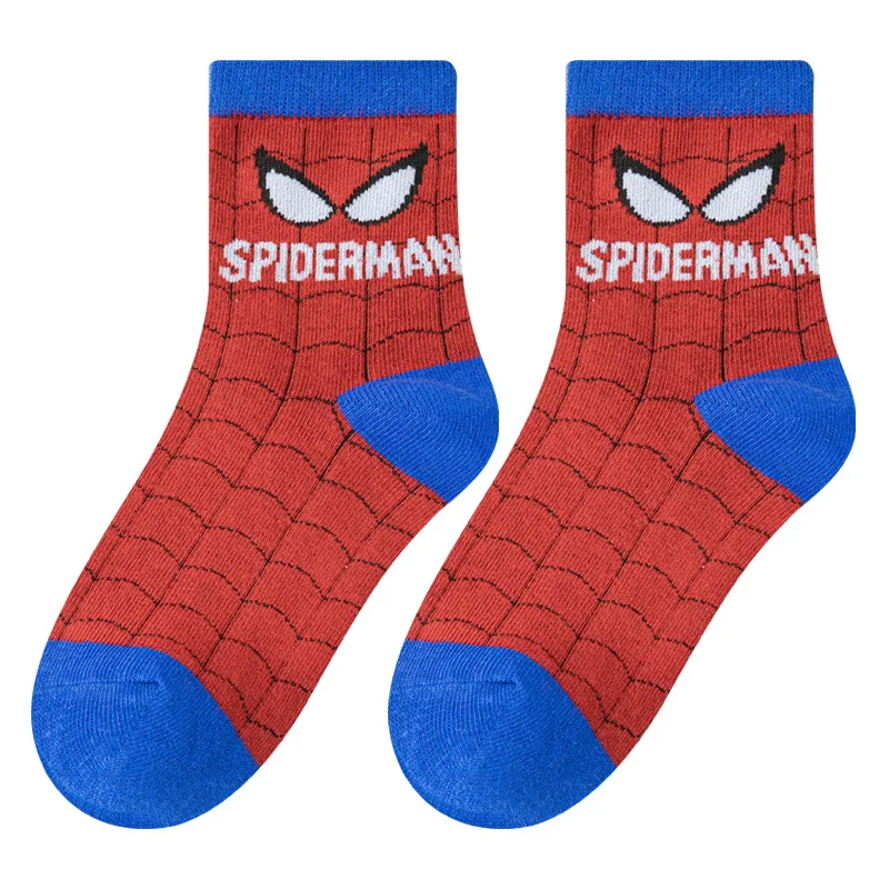 5 Pairs Children Socks Spiderman Anime Kids Boys Tube Socks Cartoon Baby Summer Spring Breathable Casual Soft Mesh Socks 1-12Y