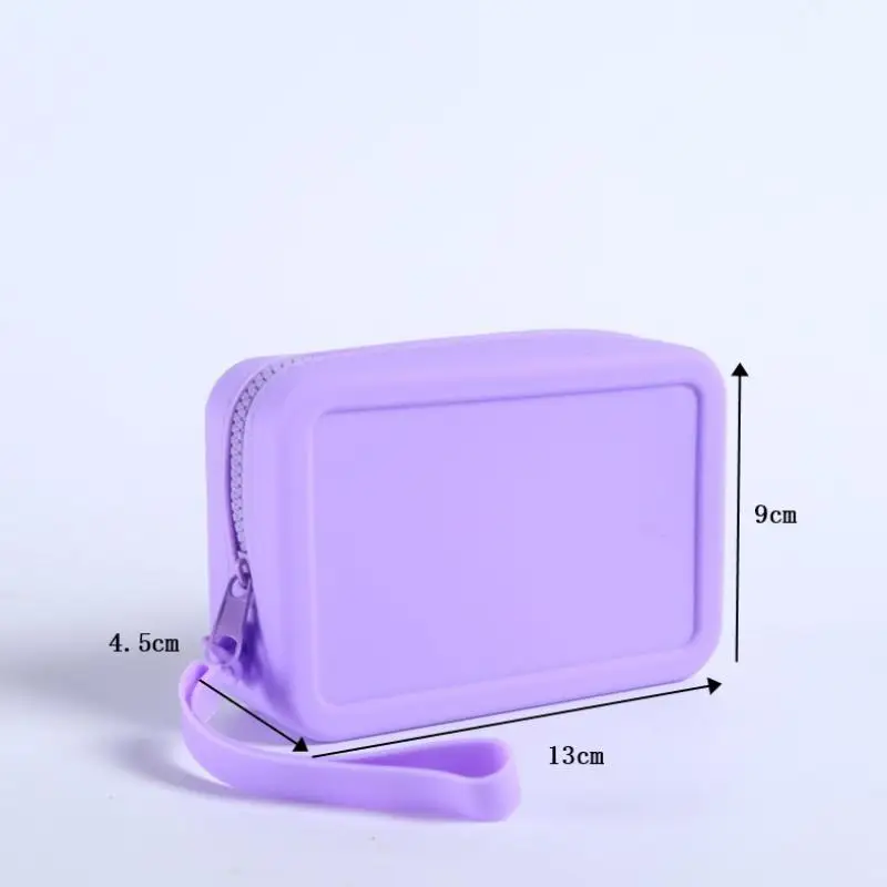 Silicone Organizer Cosmetic Bag Vintage Waterproof Smooth Zipper Earphone Bag Macaron Color Wallet Coin Purse Students