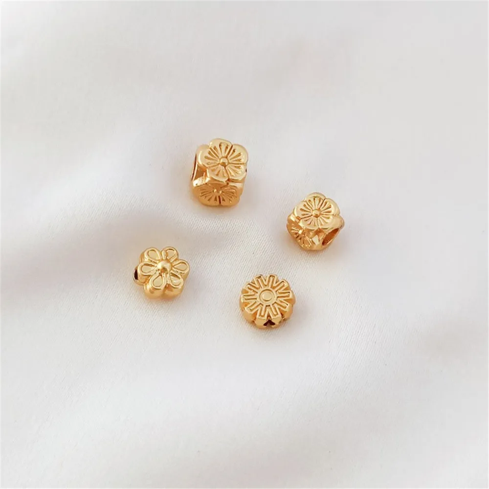 Ancient-style Gold Accessories, Matte Gold Gear Pieces, Small Daisies and Plum Blossoms Diy Jewelry, Loose Beads