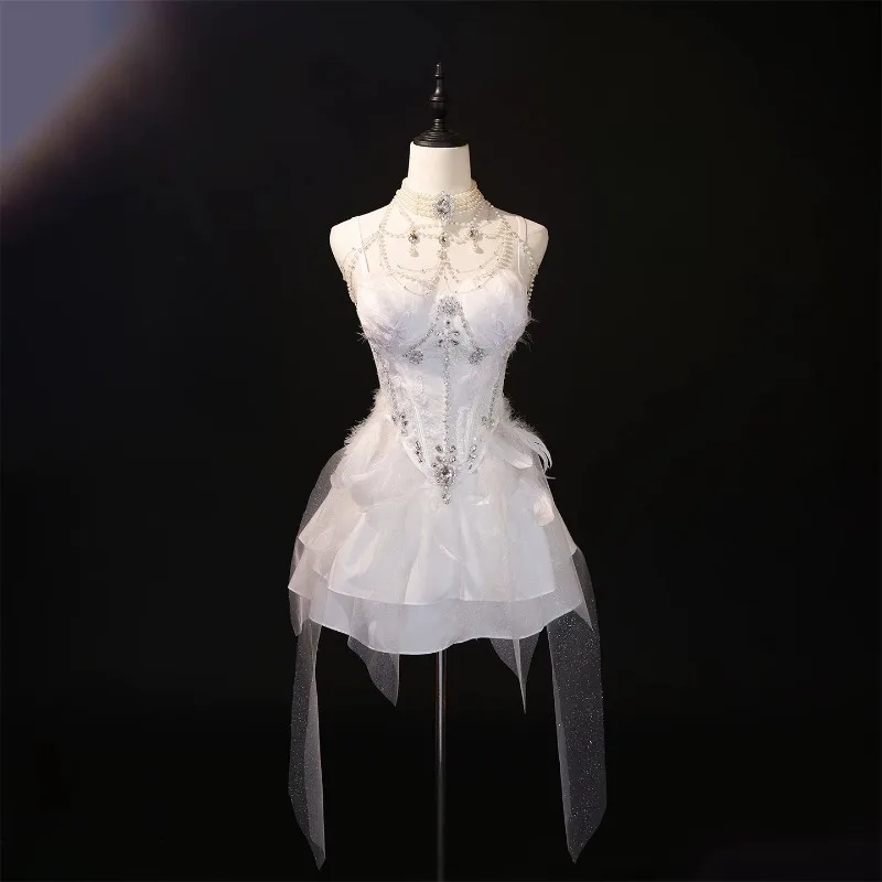 Fairy Flower Fairycore Corset Dress Set, Floral Skirt Hoop Single Wing, Without Accessories, Spring Cosplay Photo Outfit XXS-XL