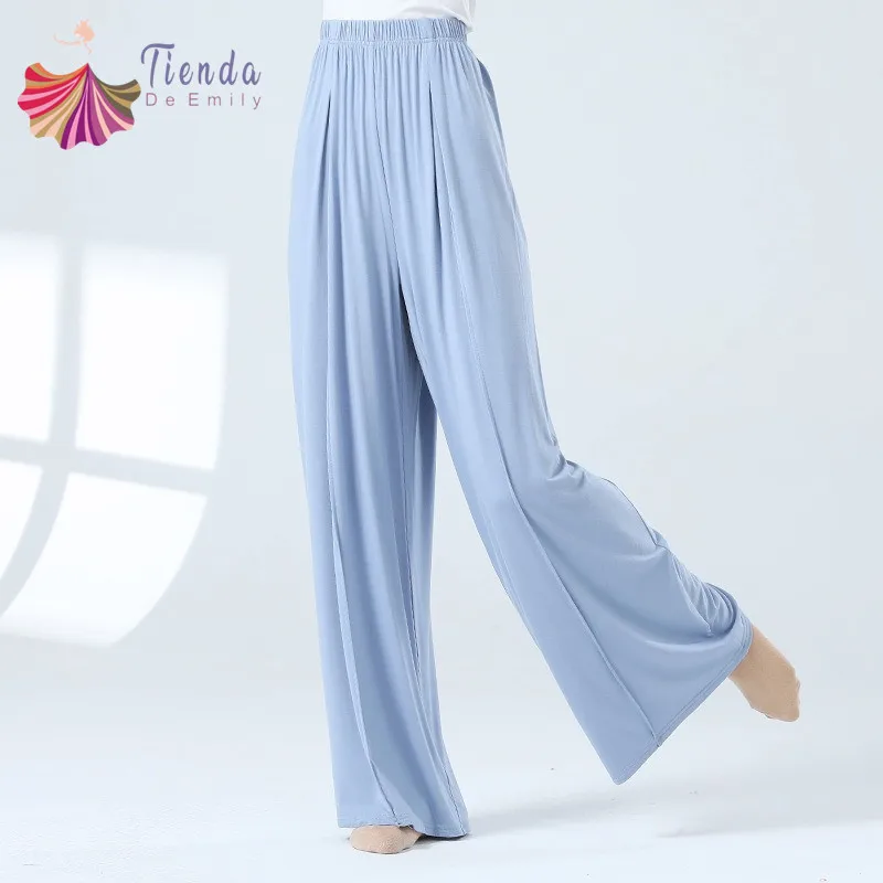 Conjuntos de pantalones flojos de baile para mujer, traje de práctica de cintura alta, suave, elástico, suelto, Rima corporal, ropa larga clásica, nuevo