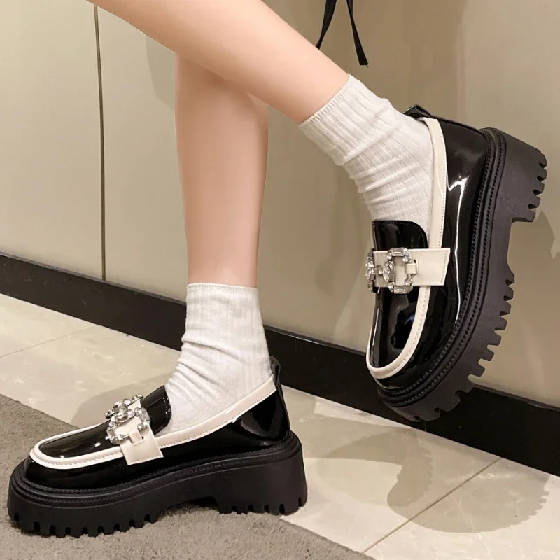 Women Shoes Summer Round Toe Black Flats Loafers Casual Female Sneakers Ladies Footwear Oxfords Clogs Platform Retro High Heels