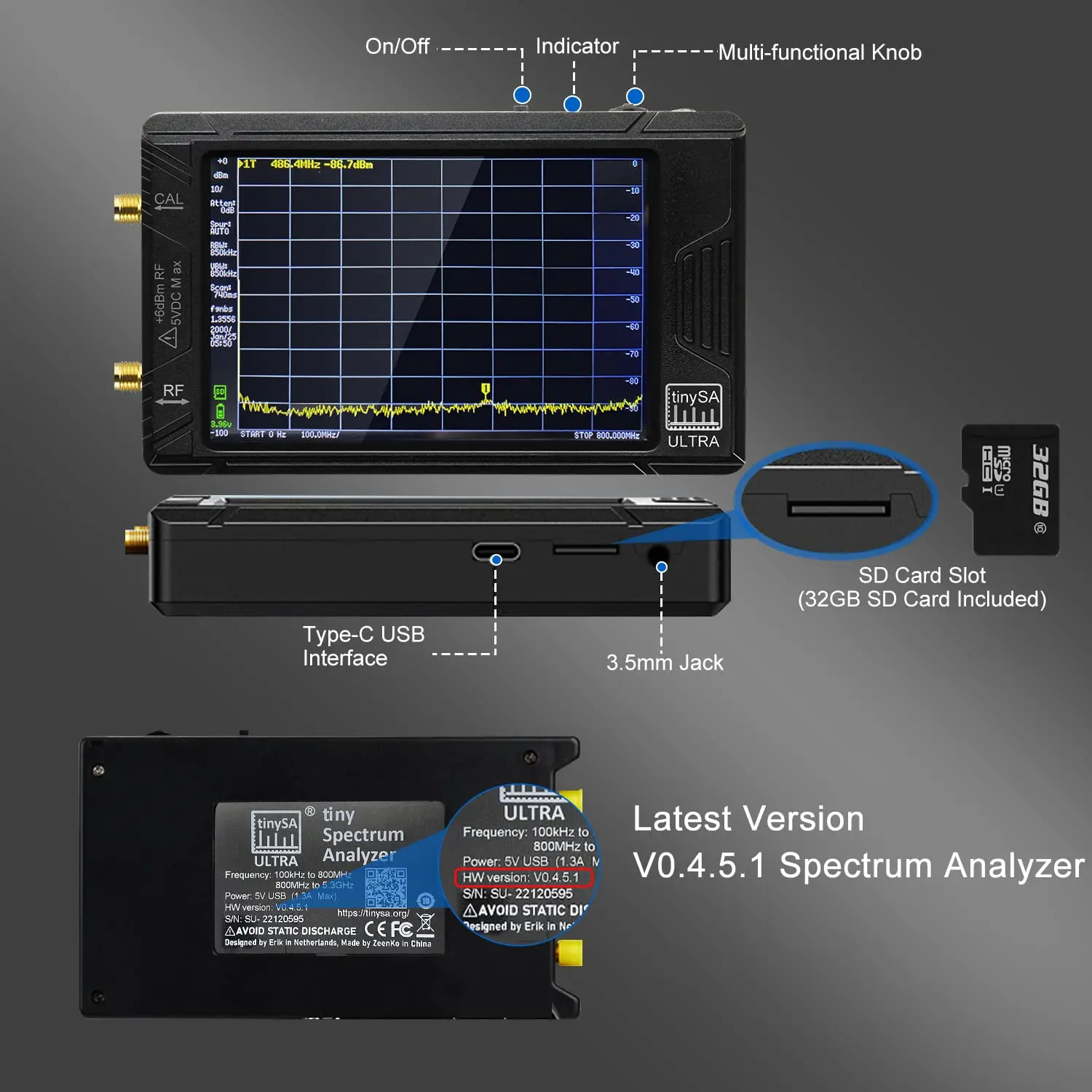 New item Hand held tiny Spectrum analyzer TinySA ULTRA 4\