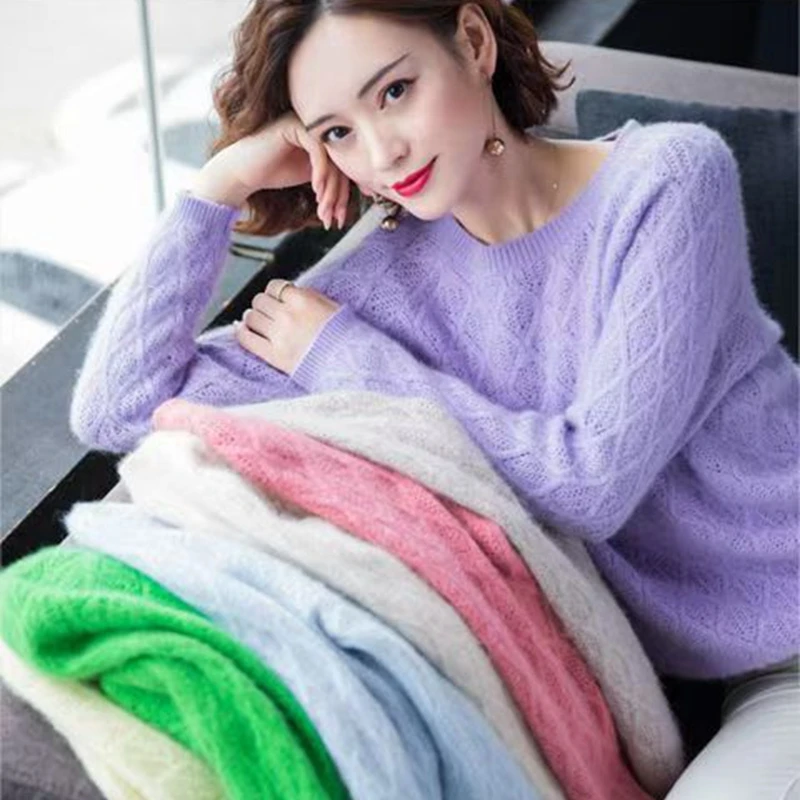 Autumn And Winter New Thick Mink Cashmere Sweater Women's Loose Wool Sweater Low Round Neck Loose Bottoming Shirt