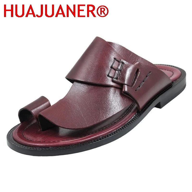 

Модные летние мужские сандалии, пляжные ретро-шлепанцы ручной работы с открытым носком, мужские уличные повседневные удобные туфли больших размеров 38-48