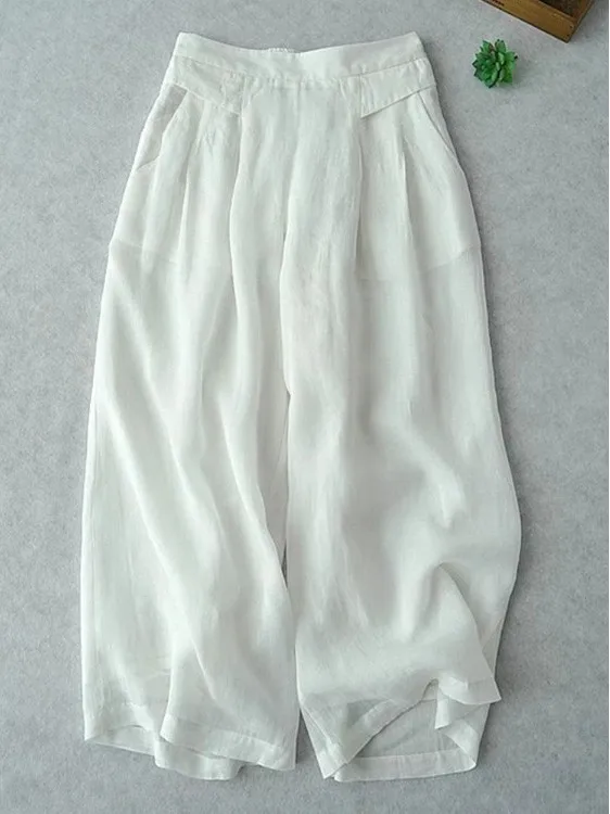 Slimming Effectiven Summer Thin Wide Leg Pants Women's Casual Straight Leg Trousers Harajuku Sle High Waist Nine Points