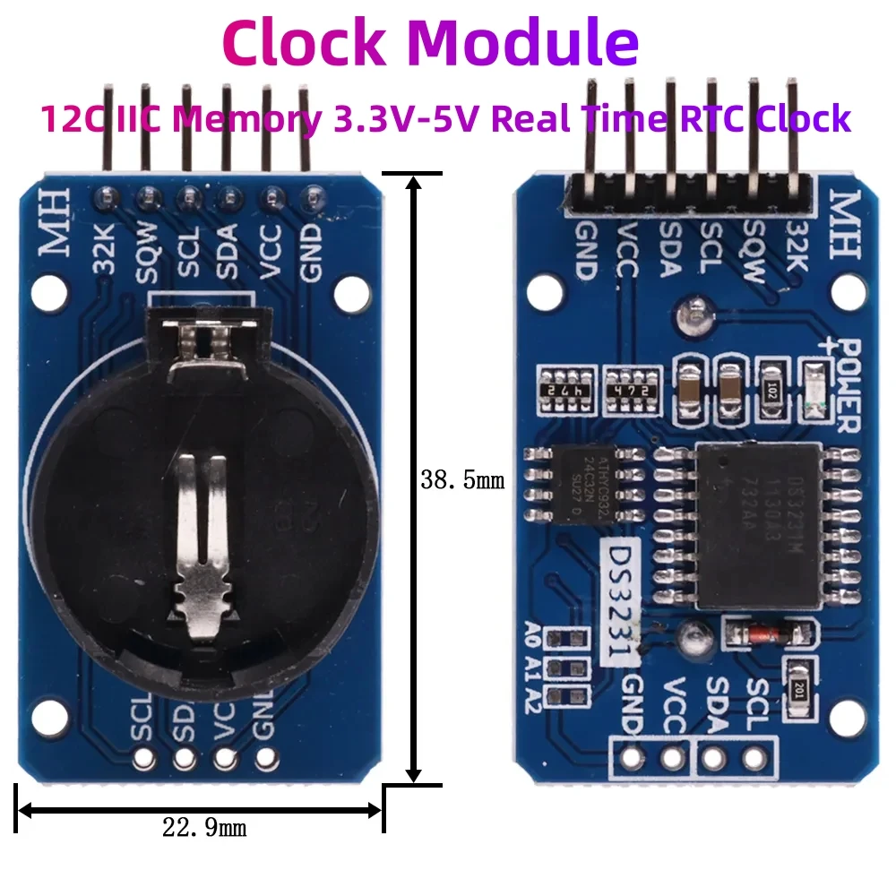 DS1302/DS1307/PCF8563/DS3231 AT24C32 I2C IIC Memory 3.3V-5V Real Time Precision RTC Clock I2C Module DS3231SN for Arduino