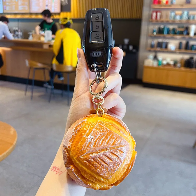 Decompression Key Ring Simulated Croissants Bread Keychain Slow-rebound Soft-PU Food Squishy Squeeze Backpack Key Chains