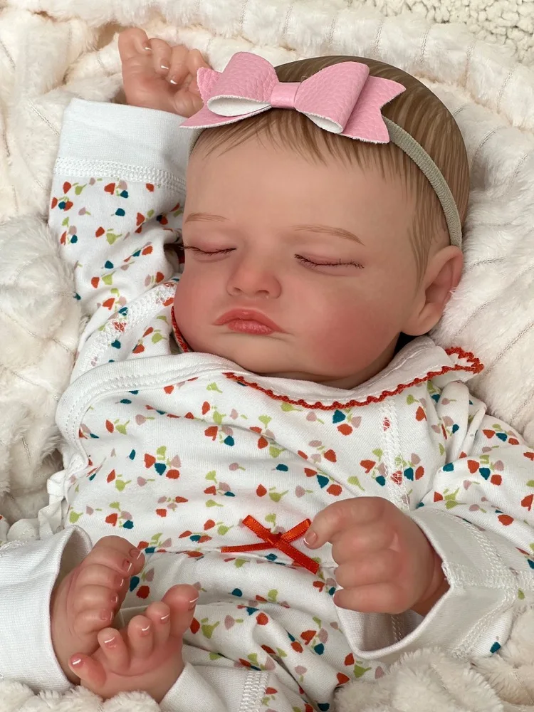 50cm Reborn Dolls Rosalie Realistic Real Looking Sleeping Newborn Reborn Baby Girls Dolls Hand-Drawing Hair