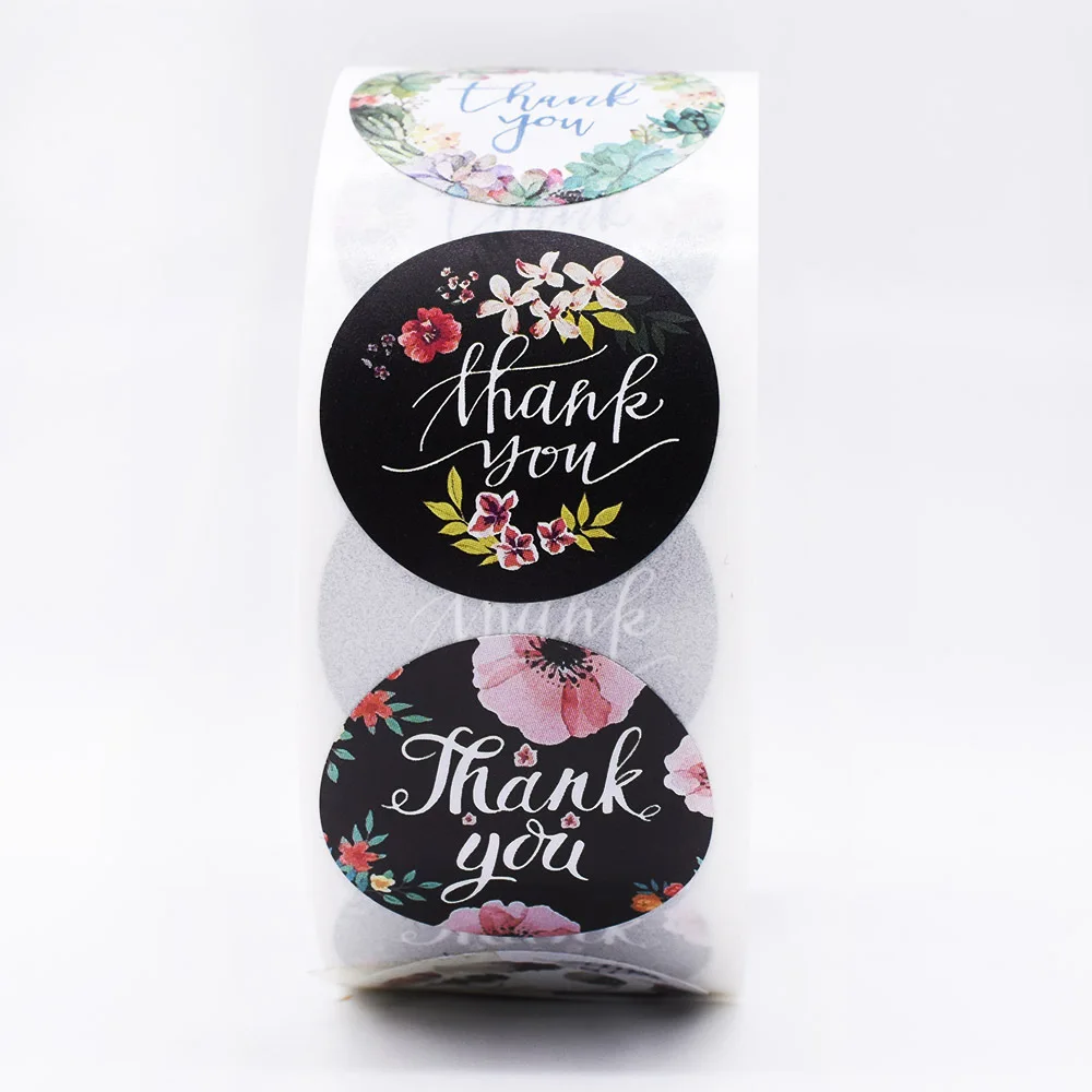 1 Inch 50-500pcs Flower Thank You Series Sticker Seal Labes Mutifunction DIY Decorative Gift Package Labels For Baking