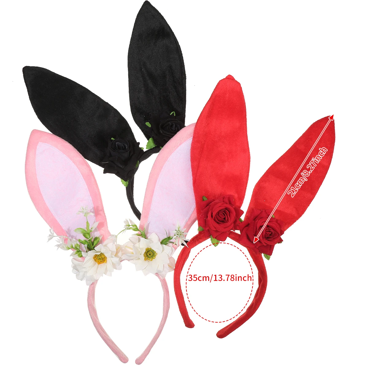 Handmade Red Rose Headbands For Women Charming And Sexy Head Hoops Headbnds Ladies Girls  Daisy Flower Rabbit Ear Headband