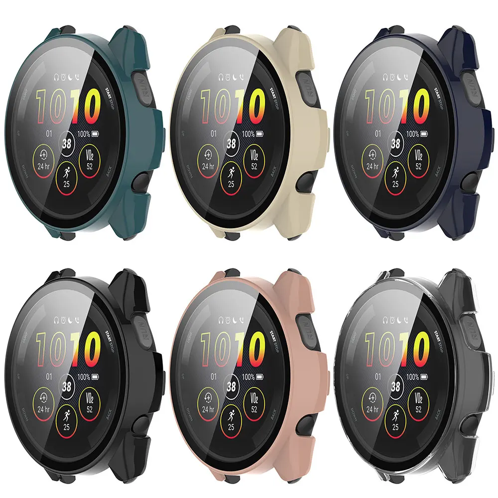 PC Watch Case + Glass Film For Garmin Forerunner 165 Screen Protector Cover With Tempered Glass Frame For Forerunner 165 Cases