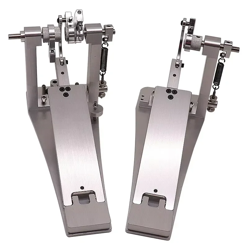Silver Double Bass Drum Pedal with Beaters for Drum Set Jazz Kit Bass Drum Practice Sturdy Percussion Instrument Accessory
