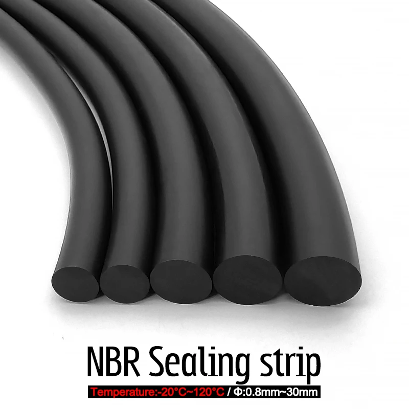 Dia 0.8/1/1.5/1.8/2/3/3.5~7mm Black NBR Sealing Strip Solid Nitrile Rubber Rope High-Quality Round Strip O Ring Gasket