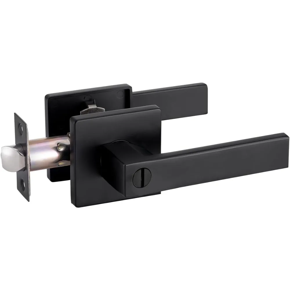 

Privacy Door Handle Keyless GreenShield Lock Set, Heavy Duty Reversible Interior Door Lever for Bedroom Bathroom, Square Door Lo